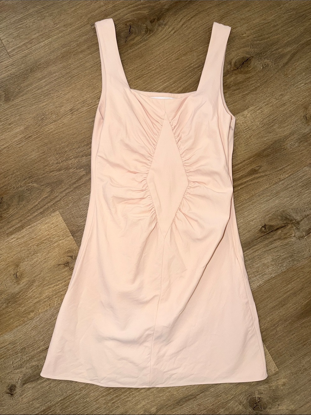 Martina Moscone Square Neckline Mini Dress Blush Pink Sleeveless Tank A-Line